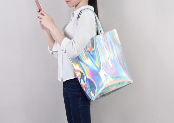 Custom logo Holographic PVC Tote Bag Transparent Laser Snack Bag - Image 6