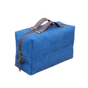 Woman Man Waxed Canvas Portable Cosmetic Bag Travel Storage Pouch Bag Vintage Zipper Toiletry Wash Bag