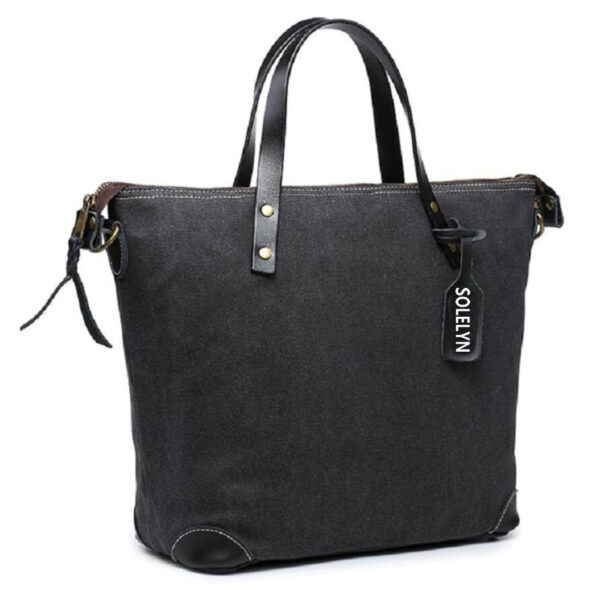 Custom Recycled Large Womens Market Waxed Canvas Tote Bag - 画像 3