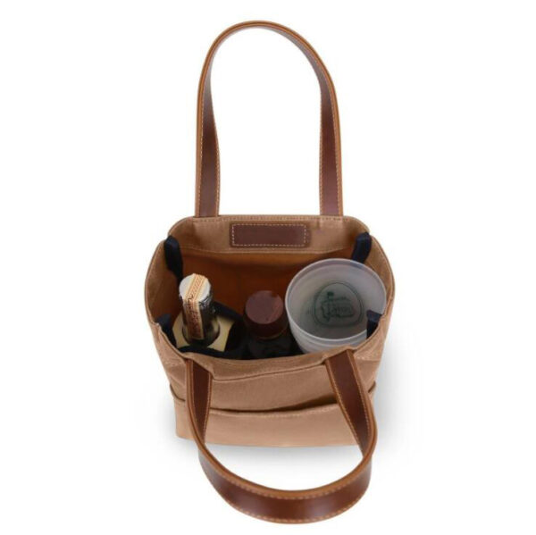 Canvas Wine Tote Bag Waterproof Wine Carrier Tote Bag Insulated 2 Bottle Cooler Bag - 画像 2