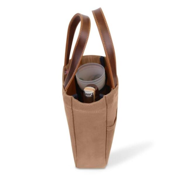 Canvas Wine Tote Bag Waterproof Wine Carrier Tote Bag Insulated 2 Bottle Cooler Bag - 画像 3