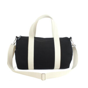 Woman Canvas Foldable Travel Duffel Bag with Shoes Compartment Overnight Bag