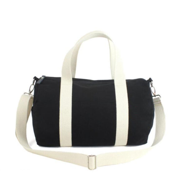 Woman Canvas Foldable Travel Duffel Bag with Shoes Compartment Overnight Bag