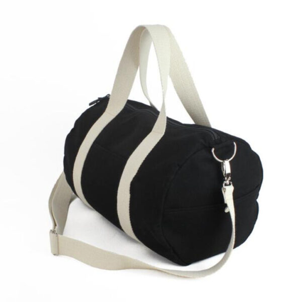 Woman Canvas Foldable Travel Duffel Bag with Shoes Compartment Overnight Bag - Image 2