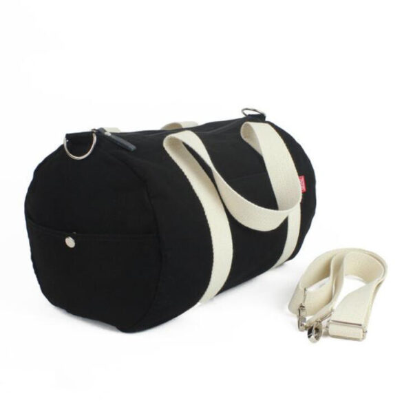 Woman Canvas Foldable Travel Duffel Bag with Shoes Compartment Overnight Bag - Image 4