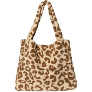 Fashion Winter Leopard Teddy Tote Bag Mommy Bag Sherpa Stroller Hanging Bag