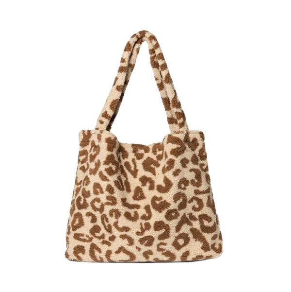 Fashion Winter Leopard Teddy Tote Bag Mommy Bag Sherpa Stroller Hanging Bag - 画像 2