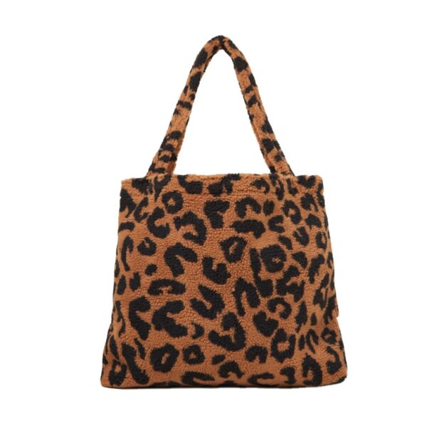Fashion Winter Leopard Teddy Tote Bag Mommy Bag Sherpa Stroller Hanging Bag - 画像 6