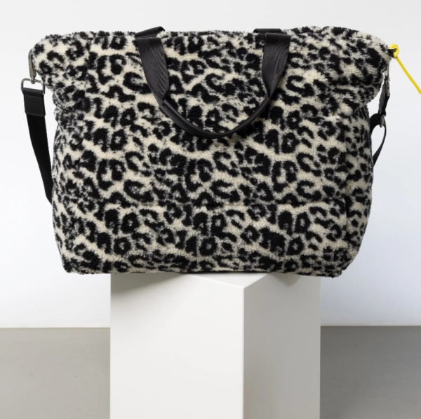Women Leopard Print Soft Large Capacity Teddy Fluffy Handbag Winter Sherpa Leopard Print Tote Bag