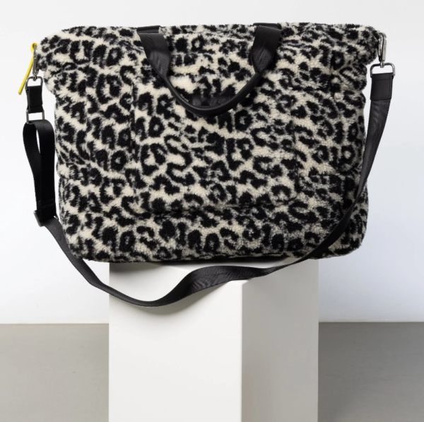 Women Leopard Print Soft Large Capacity Teddy Fluffy Handbag Winter Sherpa Leopard Print Tote Bag - 画像 2