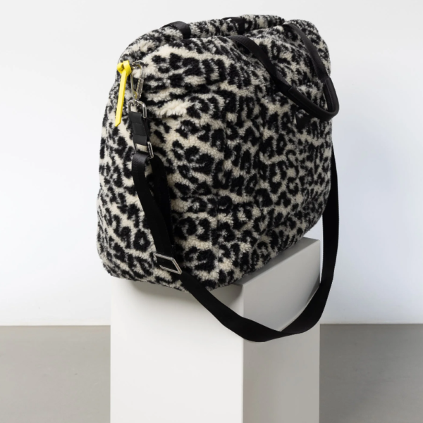 Women Leopard Print Soft Large Capacity Teddy Fluffy Handbag Winter Sherpa Leopard Print Tote Bag - 画像 3