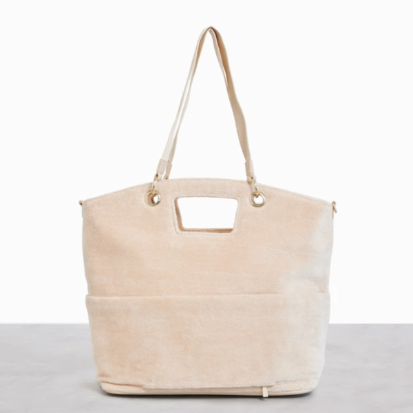 Women Polyester Terry Cloth Weekender Bag Toweling Tote Duffel in Trolley Handle - 画像 3