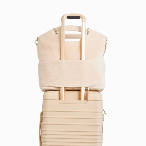 Women Polyester Terry Cloth Weekender Bag Toweling Tote Duffel in Trolley Handle - 画像 5