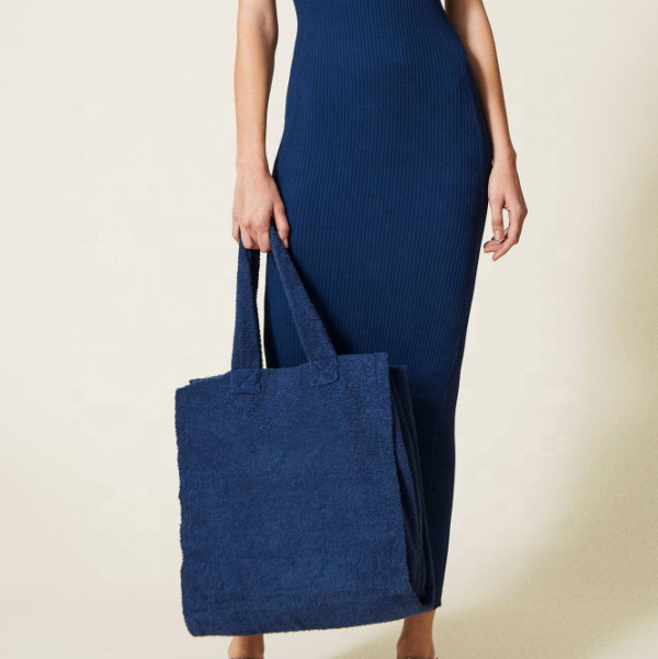 Nylon Terry Tote Bag Cute Terry Cloth Shopping Bag Shoulder Quilted Toweling Tote Bag - Image 4