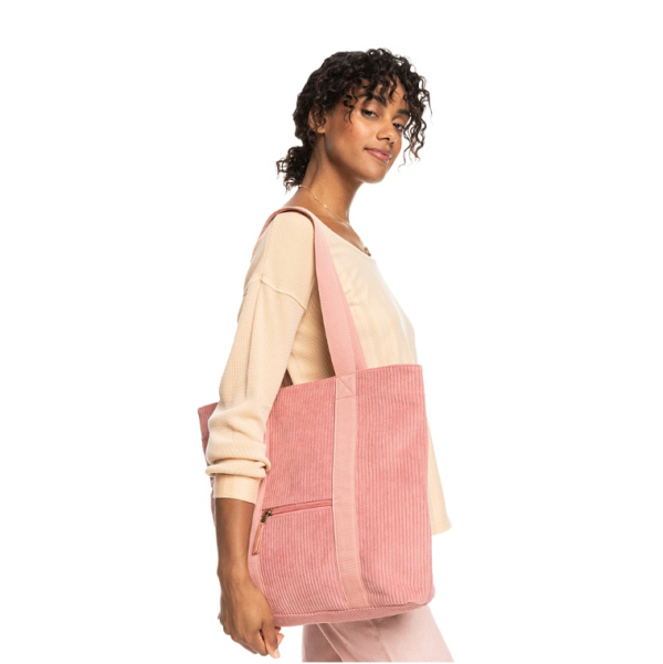 Corduroy Tote Bag for Women Large Shoulder Bag with Zipper and Pockets for Travel Gym Vacation - 画像 4