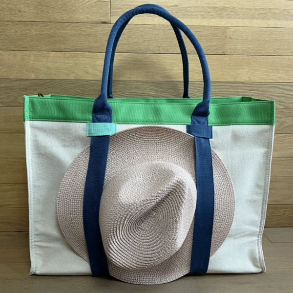 High-street New Collection Large Canvas Book Tote with Hat Carry Strap - Image 2