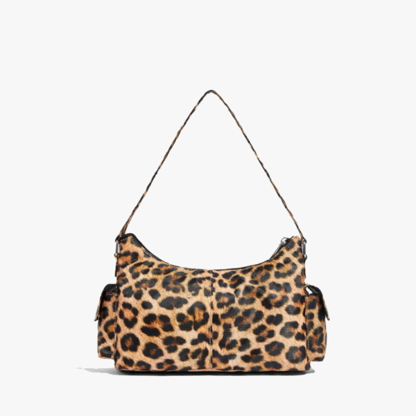 Fashion Women's Leopard Print PU Leather Shoulder Bag Vintage Zipper Underarm Bags - 画像 3