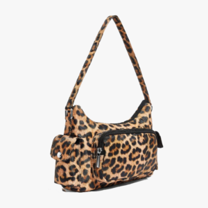 Women's Leopard Print PU Leather Shoulder Bag Vintage Zipper Underarm Bags