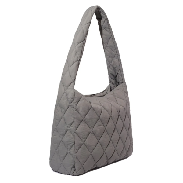 Quilted Nylon Puffer Shoulder Bag Tote Zippered Lightweight Large Capacity Nylon Tote Bag - Bild 2