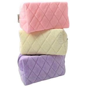 Woman Terry Cloth Quilted Cosmetic Bag Puffy Makeup Bag Puffer Cosmetic Bags
