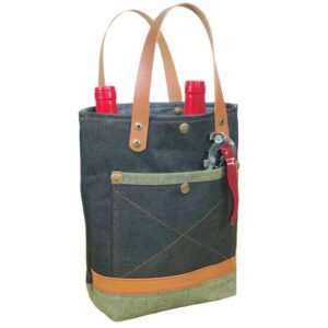 Custom Insulated Canvas Wine Carrier 2 Bottle Bag  Adjustable Shoulder Strap Wine Carrying Bag