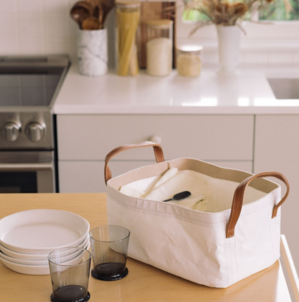 Multifunction Washable Kraft Paper Storage Basket Waterproof Tyvek Home Storage Kraft Paper Basket - Imagem 6