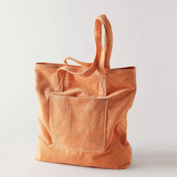 Women High Capacity Women Corduroy Beach Bag Ladies Casual Solid Color Shoulder Bag - Imagem 2