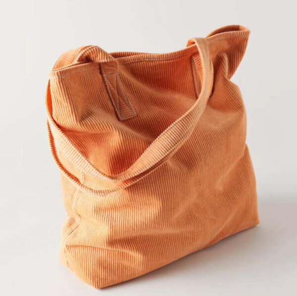 Women High Capacity Women Corduroy Beach Bag Ladies Casual Solid Color Shoulder Bag - Imagem 3