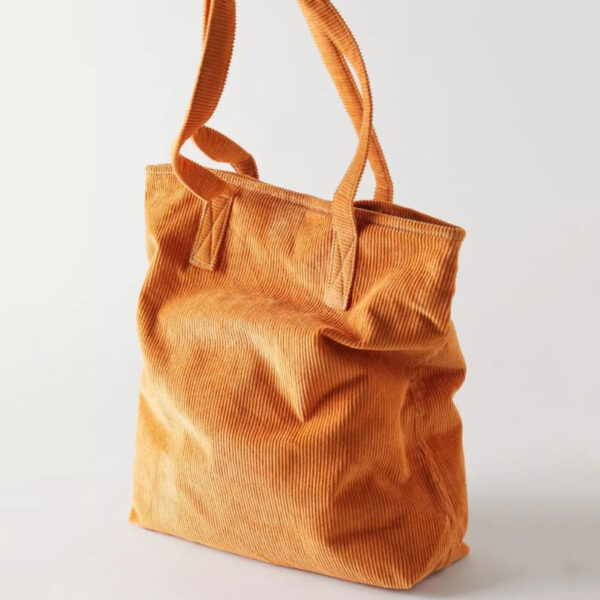Women High Capacity Women Corduroy Beach Bag Ladies Casual Solid Color Shoulder Bag - Imagem 5