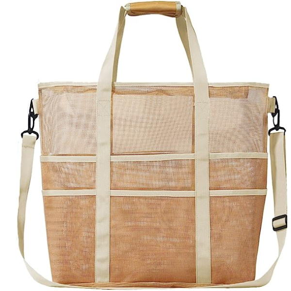 PVC Mesh Beach Bag Lightweight Large Capacity Beach Tote Bag Custom Portable Foldable Mesh Hobo Women Shoulder Bag