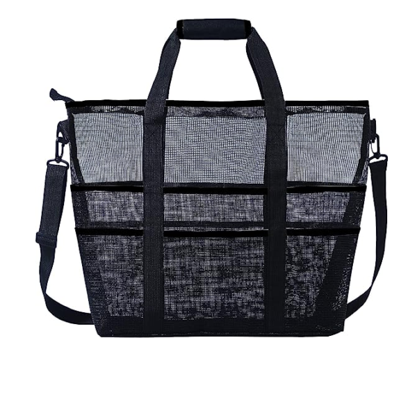 PVC Mesh Beach Bag Lightweight Large Capacity Beach Tote Bag Custom Portable Foldable Mesh Hobo Women Shoulder Bag - Image 2