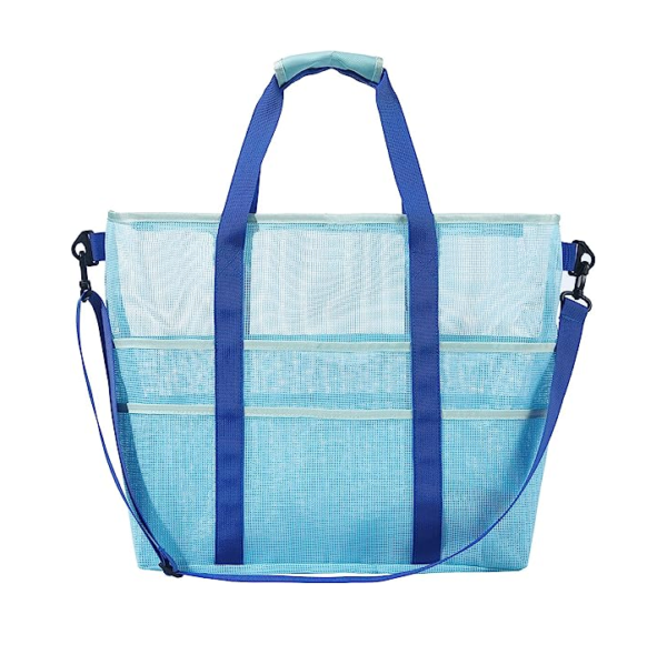 PVC Mesh Beach Bag Lightweight Large Capacity Beach Tote Bag Custom Portable Foldable Mesh Hobo Women Shoulder Bag - Image 3