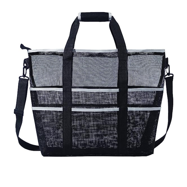 PVC Mesh Beach Bag Lightweight Large Capacity Beach Tote Bag Custom Portable Foldable Mesh Hobo Women Shoulder Bag - Image 4