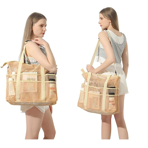 PVC Mesh Beach Bag Lightweight Large Capacity Beach Tote Bag Custom Portable Foldable Mesh Hobo Women Shoulder Bag - Image 5