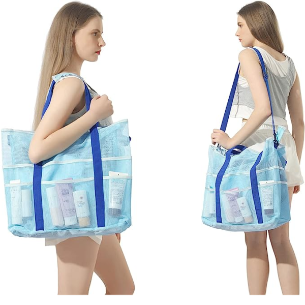 PVC Mesh Beach Bag Lightweight Large Capacity Beach Tote Bag Custom Portable Foldable Mesh Hobo Women Shoulder Bag - Image 6
