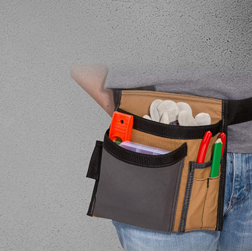 Canvas Half Short Utility Pockets Tool Bag Cleaning Tool Waist Belt Bag Working Tool Apron for Housekeeping - 画像 6