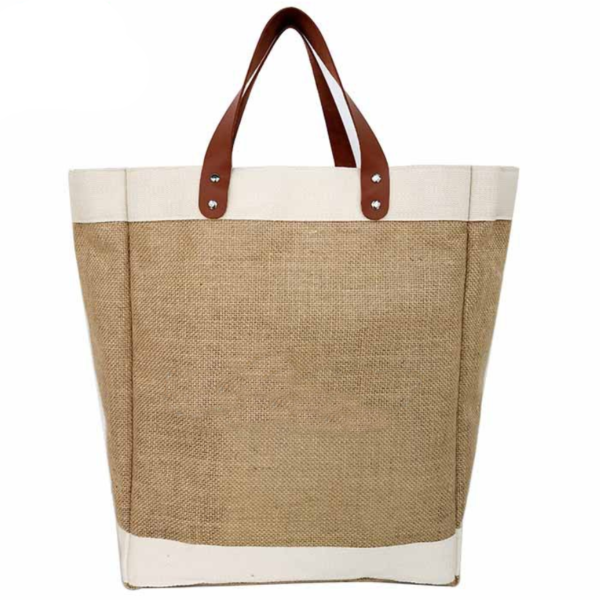 Custom Printed Logo Eco Reusable Burlap Handbag Shopping Jute Tote Bag - 画像 2