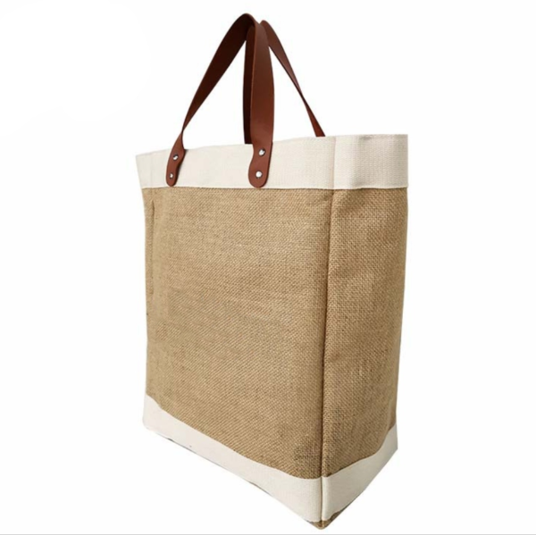 Custom Printed Logo Eco Reusable Burlap Handbag Shopping Jute Tote Bag - 画像 3
