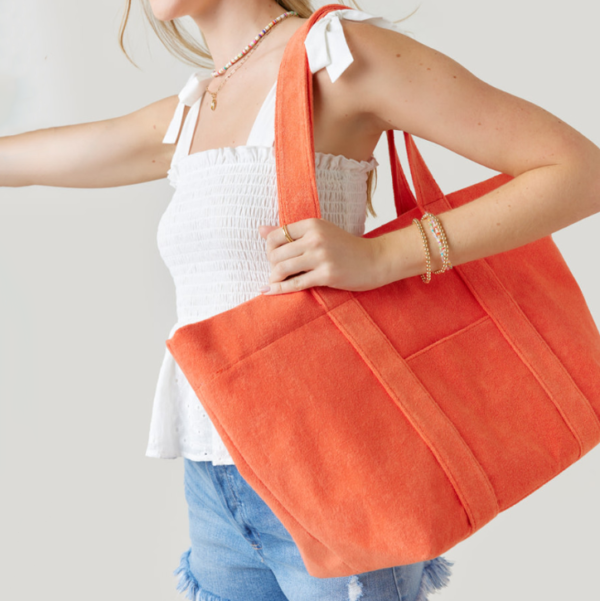 High Quality Terry Cloth Beach Tote Bag Women's Quilted Shopping Bag - Image 6