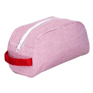 Cosmetic Seersucker Makeup Travel Striped Cosmetic Pouch Seersucker Makeup Bag With Zipper