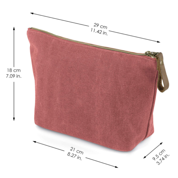 Recycled Cotton Makeup Bag Natural Canvas Cosmetic Bag Toiletry Pouch - 画像 2