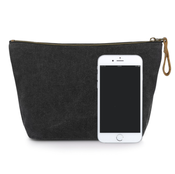 Recycled Cotton Makeup Bag Natural Canvas Cosmetic Bag Toiletry Pouch - 画像 5