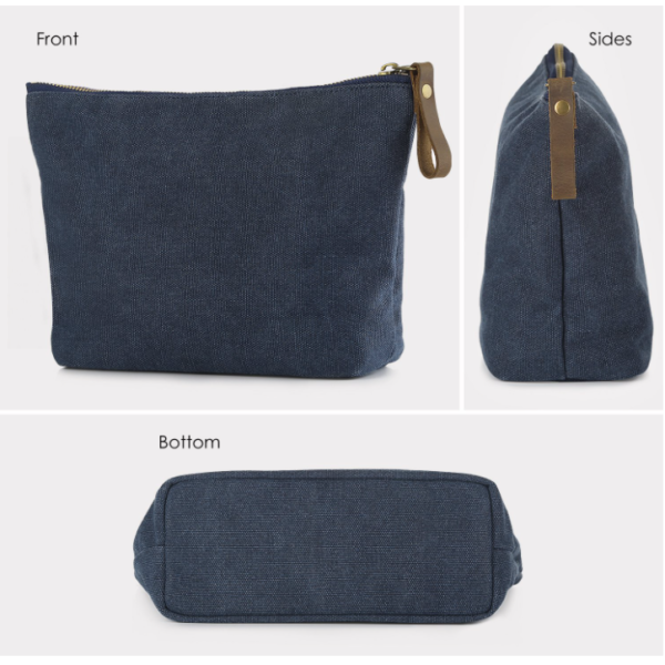 Recycled Cotton Makeup Bag Natural Canvas Cosmetic Bag Toiletry Pouch - 画像 6