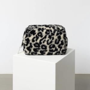 Leopard Print Cosmetic Pouch Teddy Velvet Makeup Bag Makeup Bag Travel Teddy Cosmetic Bag