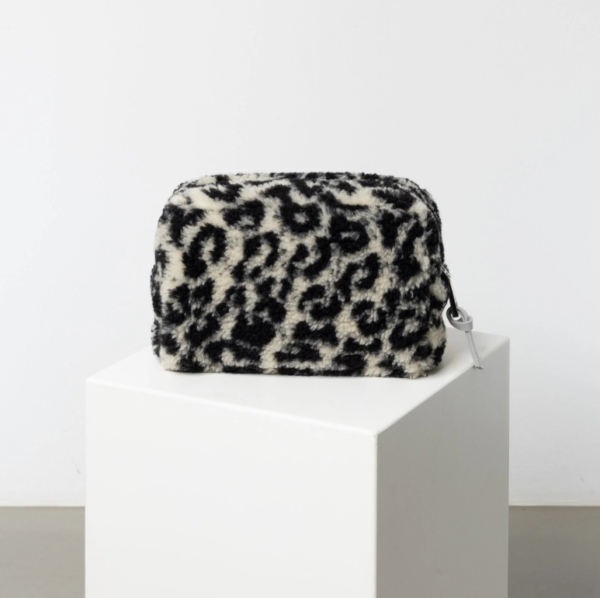 Leopard Print Cosmetic Pouch Teddy Velvet Makeup Bag Makeup Bag Travel Teddy Cosmetic Bag - 영상 3