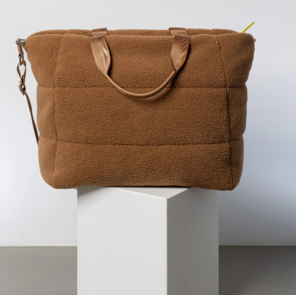 Fluffy Fleece Teddy Tote Bag with Zipper, Boho Large Shoulder Tote Bag