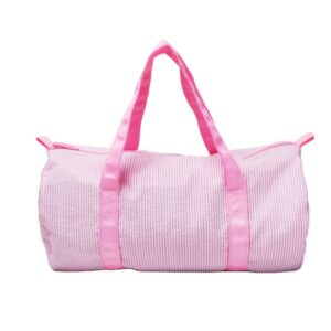 Seersucker Travel Duffle Bag Carry on Lightweight Overnight Barrel Bag Boys Girls Weekender Duffel Bag