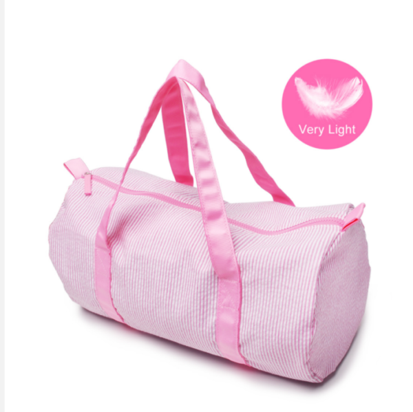 Seersucker Travel Duffle Bag Carry on Lightweight Overnight Barrel Bag Boys Girls Weekender Duffel Bag - 画像 2