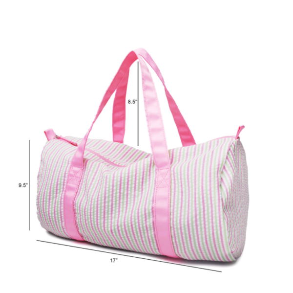 Seersucker Travel Duffle Bag Carry on Lightweight Overnight Barrel Bag Boys Girls Weekender Duffel Bag - 画像 6