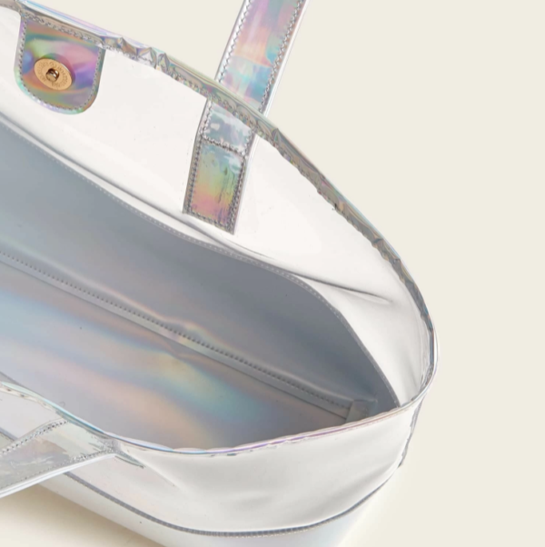Hologram Handbag Casual Tote Simply Metallic in Holographic Rainbow Tote Beach Bag - Image 3